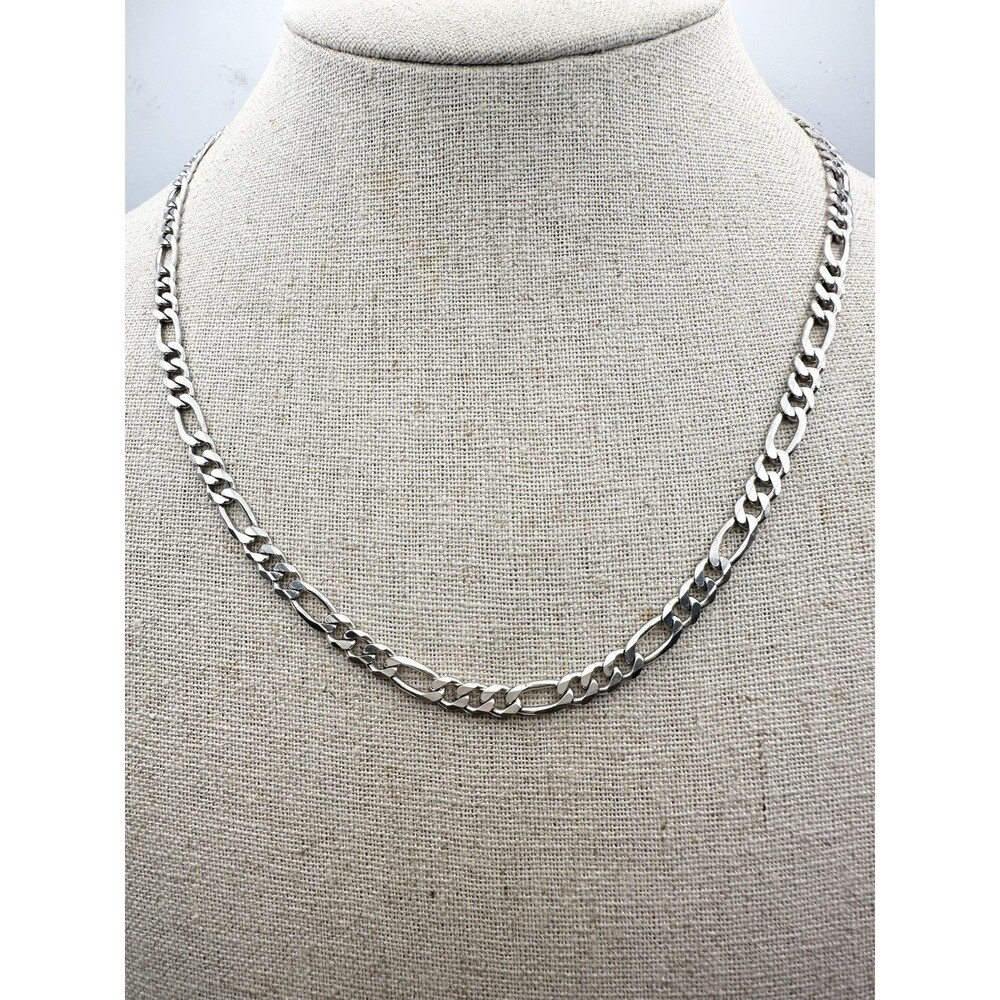 925 Italy Sterling Silver Men's Figaro Chain Necklace 18" 4.5mm